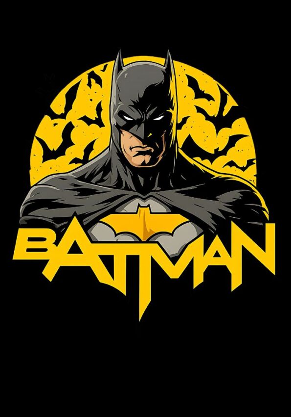 Yellow Batman Print Tshirt for Men