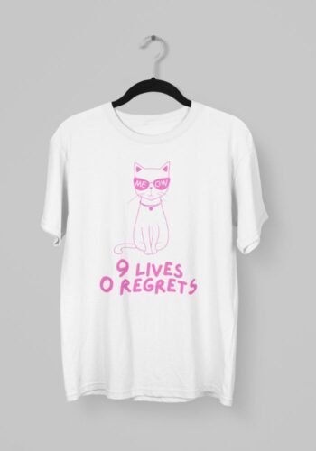 Kalavesh 9 Lives 0 Regrets Cat Lover T-Shirt | Funny Cat Graphic Tee for Men & Women