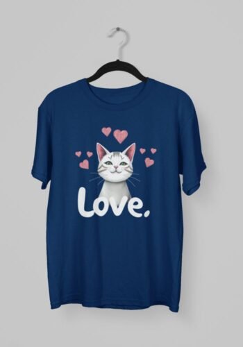 Kalavesh LOVE Cat T-Shirt | Cute Cat Lover Graphic Tee for Men & Women