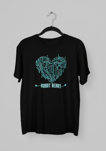 Kalavesh Robot Heart Graphic T-Shirt – Futuristic Streetwear Cotton Tee