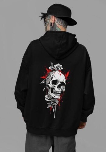 Crazy Skull Black Oversized Hoodie