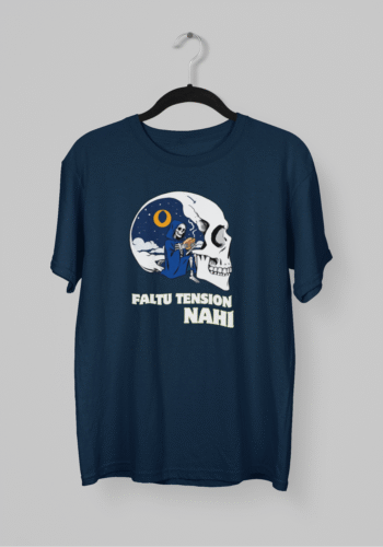Kalavesh Faltu Tension Nahi T-Shirt – Hindi Slogan Funky Skull Tee