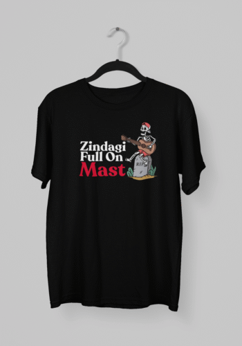 Kalavesh Zindagi Full On Mast Relaxing Monkey T-Shirt – Funky Hindi Slogan Tee