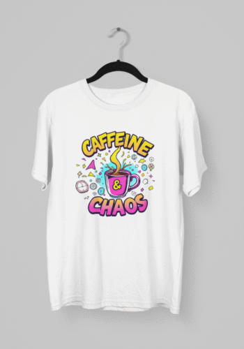 Kalavesh Caffeine and Chaos T-Shirt – Bold Graphic Cotton Tee