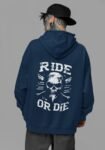 Kalavesh Oversized Skull Back Print -Navy-Blue-Hoodie