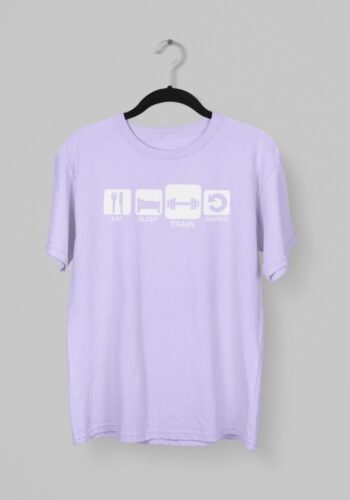 Kalavesh Eat, Sleep, Train, Repeat T-Shirt – Motivational Fitness Cotton Tee